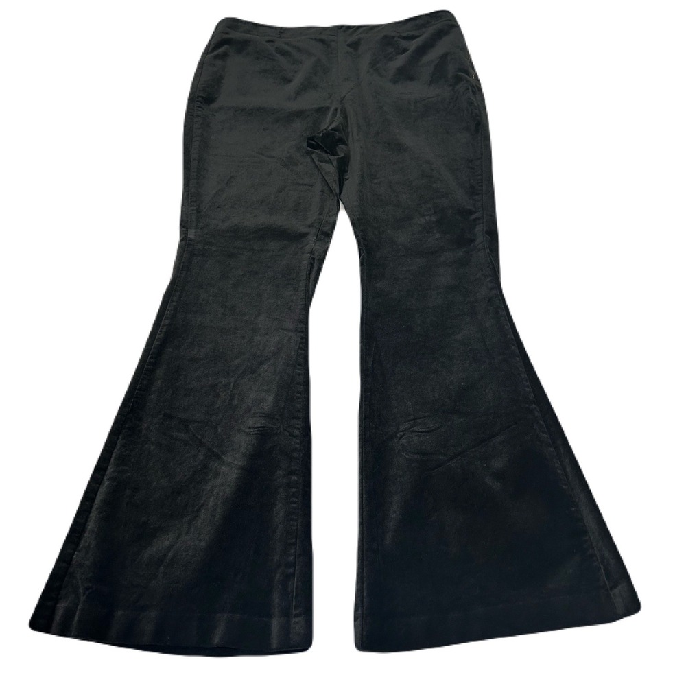 Anthropologie Womens Velvet Flare Pants Size 16 Black High Rise Whimsigoth Boho - Picture 3 of 8